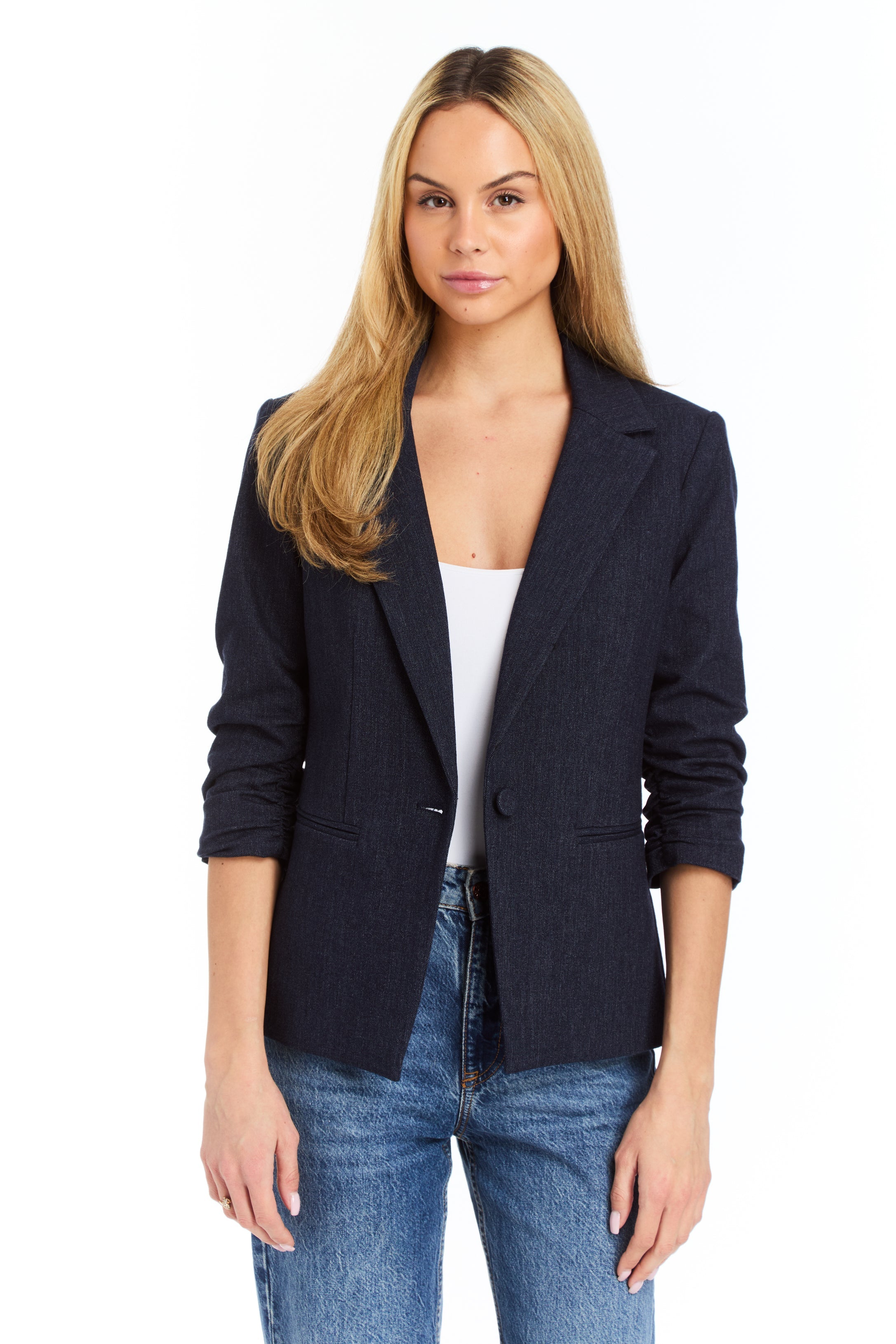 Drew Drew Serena Indigo Stretch Denim Blazer