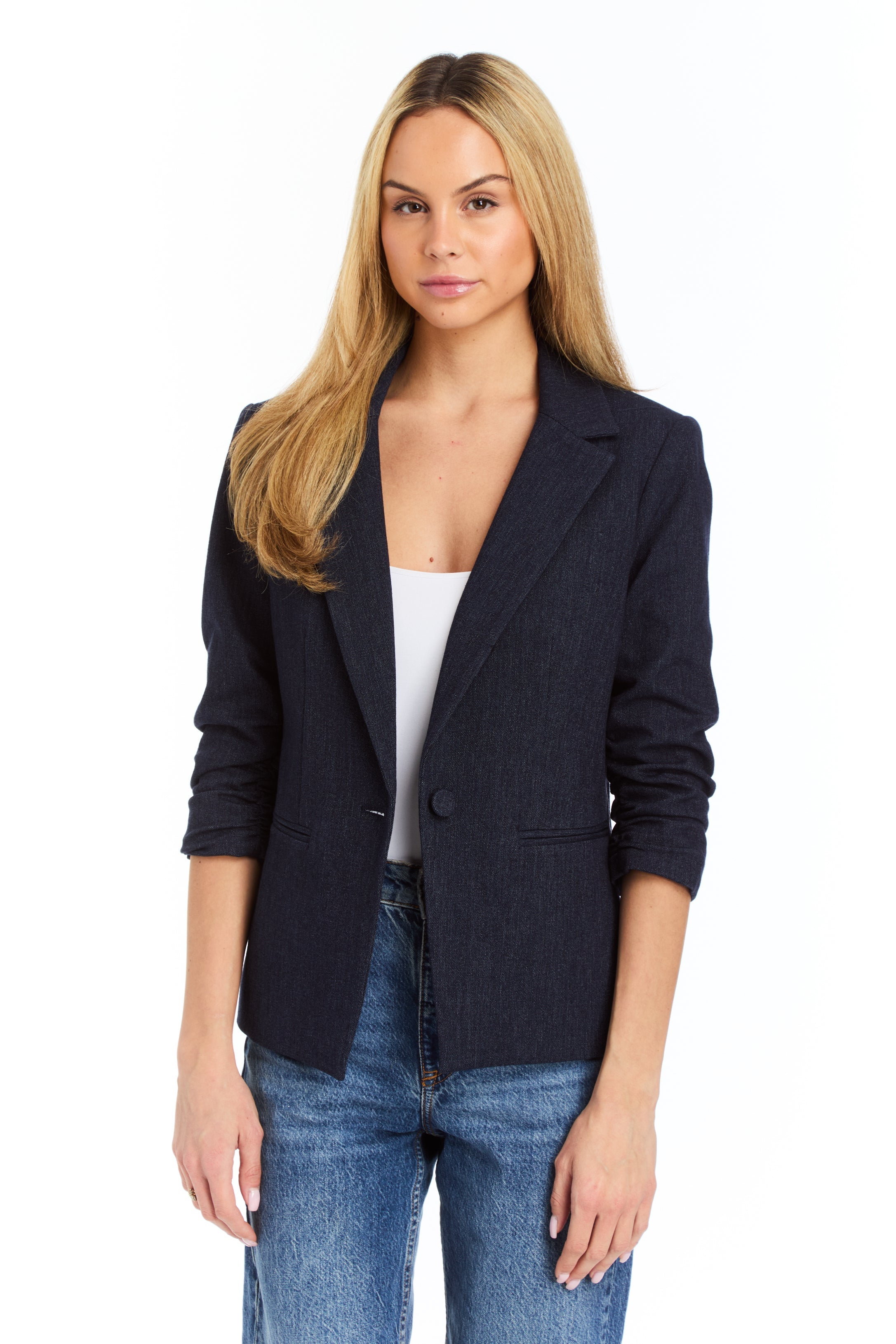 Drew Drew Serena Indigo Stretch Denim Blazer