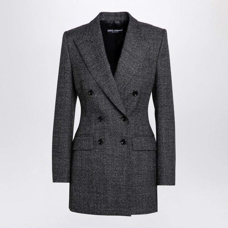 Dolce & Gabbana Dolce&Gabbana Anthracite grey tweed double-breasted jacket