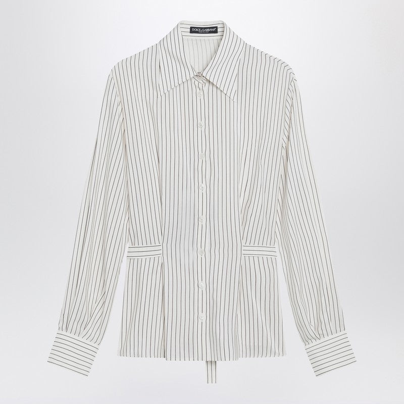 Dolce & Gabbana Dolce&Gabbana White pinstriped shirt in silk and cotton