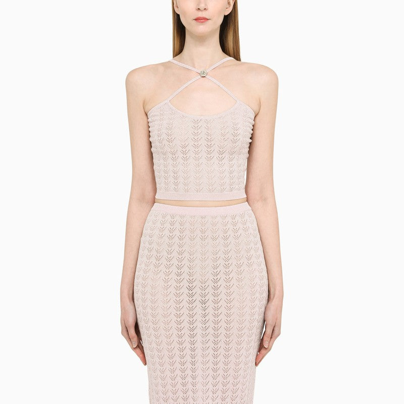 Alessandra Rich Pink criss-cross top