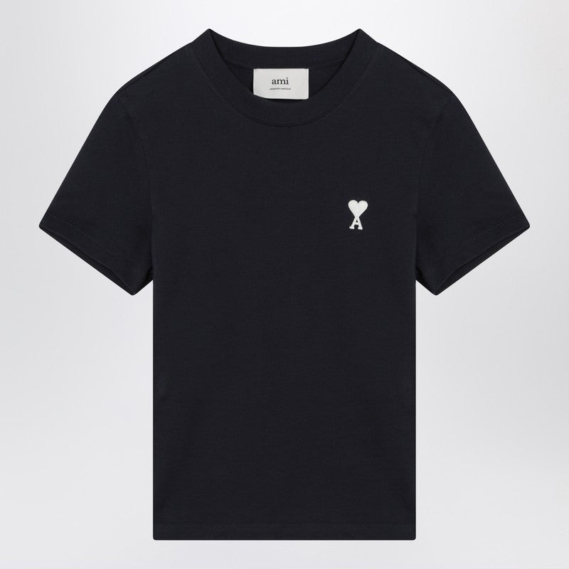 Ami Paris Midnight blue Ami de Coeur cropped T-shirt