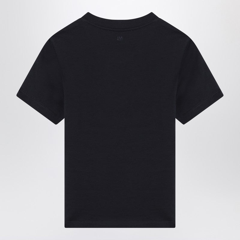 Ami Paris Midnight blue Ami de Coeur cropped T-shirt