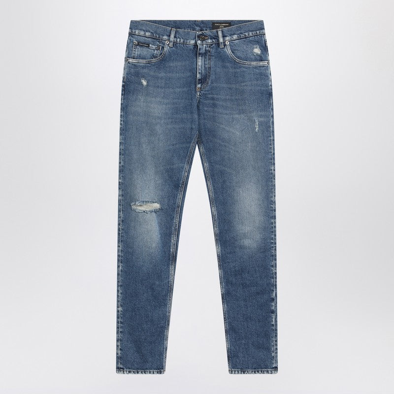 Dolce & Gabbana Dolce&Gabbana Faded-effect slim blue jeans