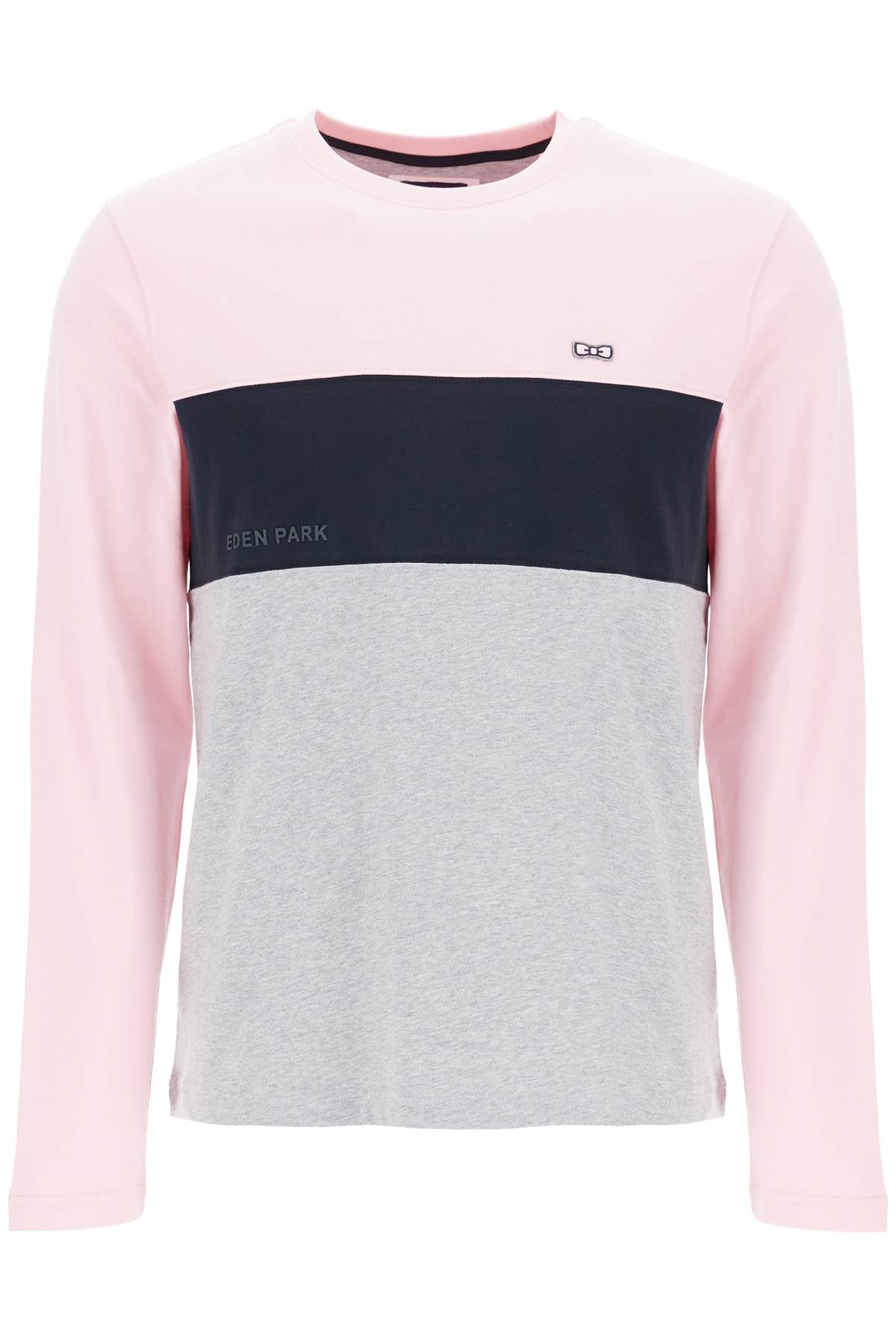 EDEN PARK long sleeve crew neck t-shirt in pink*** blue*** and gray cotton