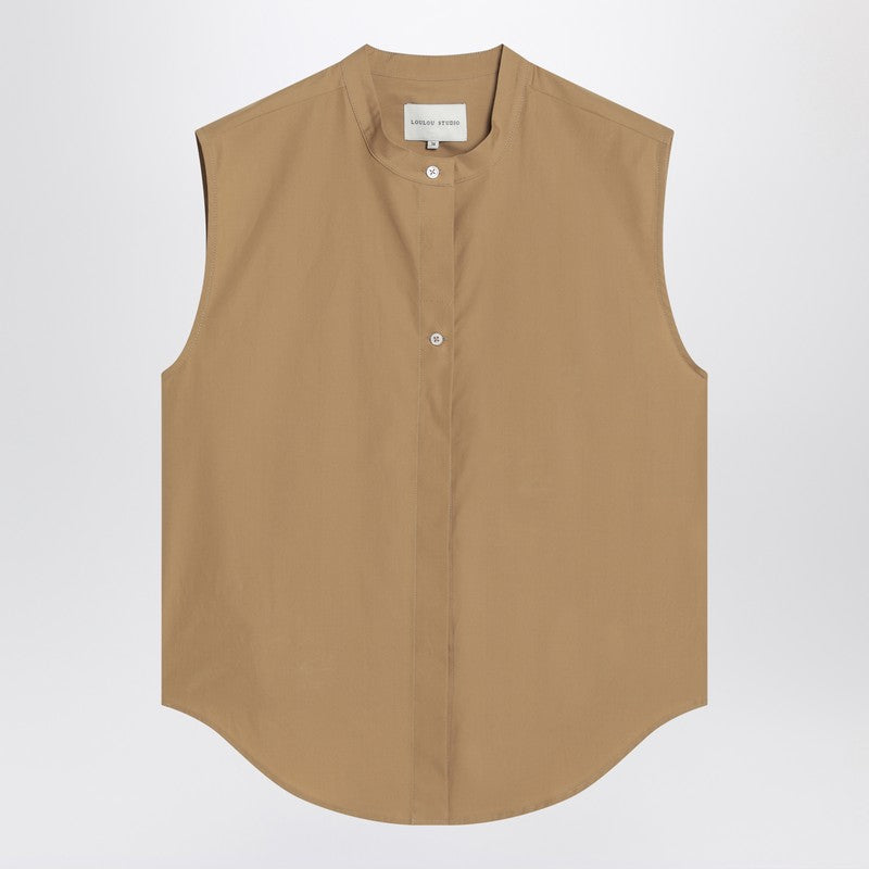 Loulou Studio Sleeveless shirt in sand colour