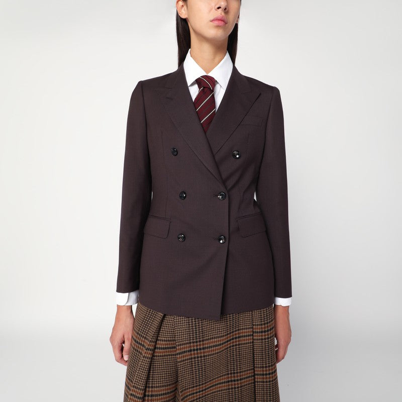 Tagliatore Brown double-breasted jacket in wool blend