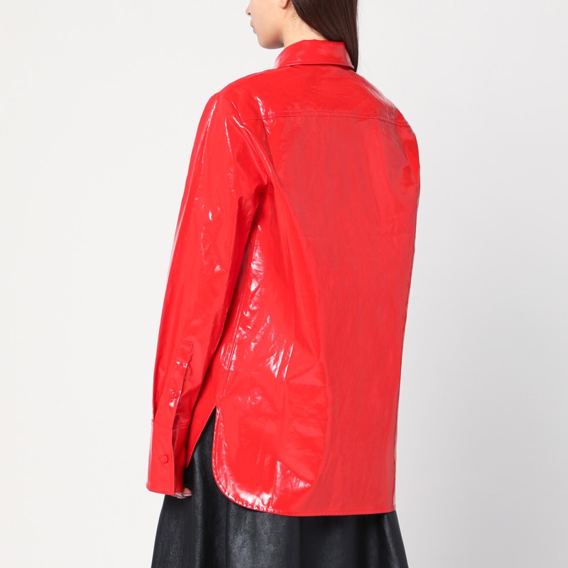 Jil Sander Shiny linen shirt with red tie