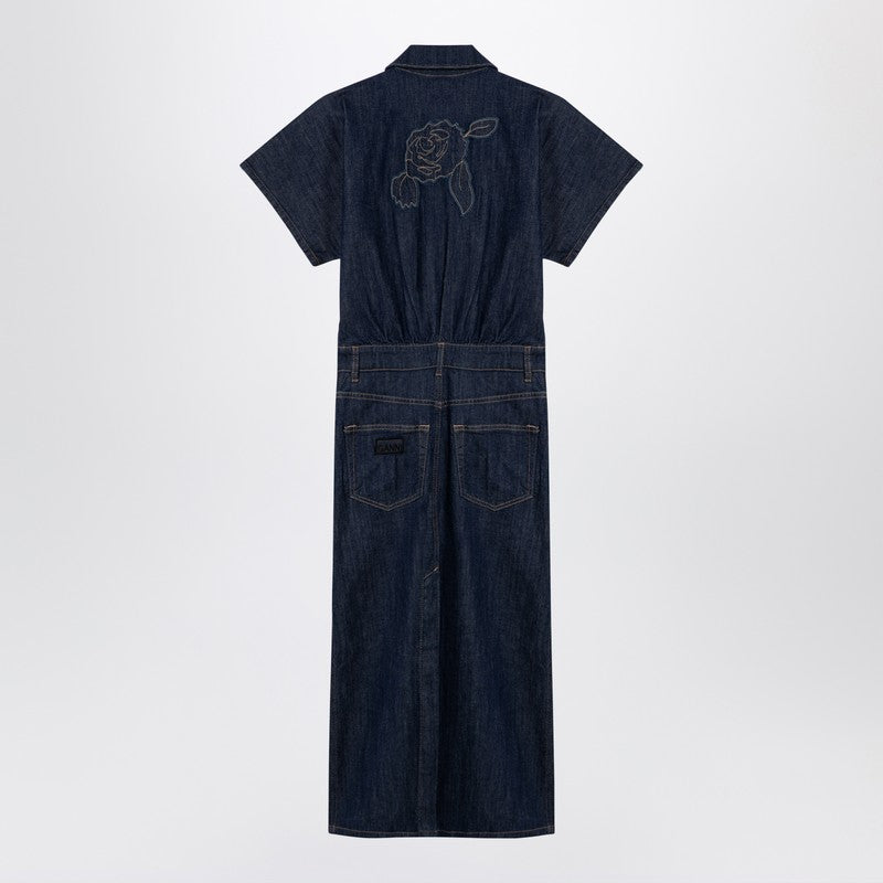 GANNI Blue midi dress in organic denim