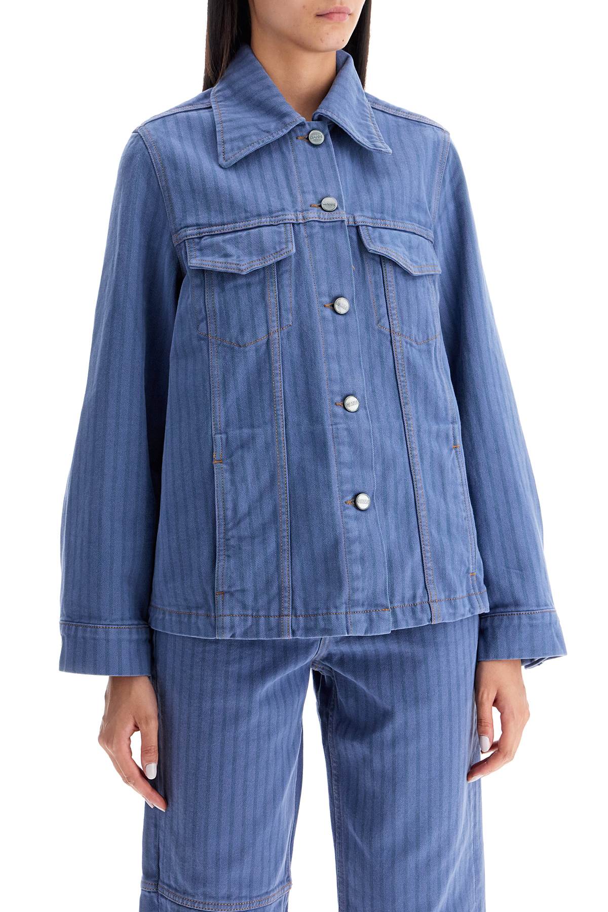 Ganni "striped overdyed denim jacket