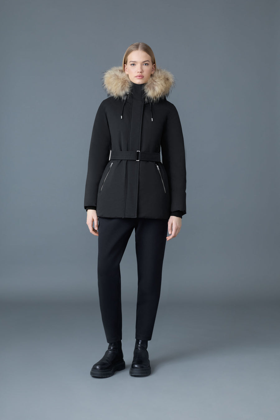 JENI-X-2-in-1 Down parka with removable bib & Silver Fox fur trim