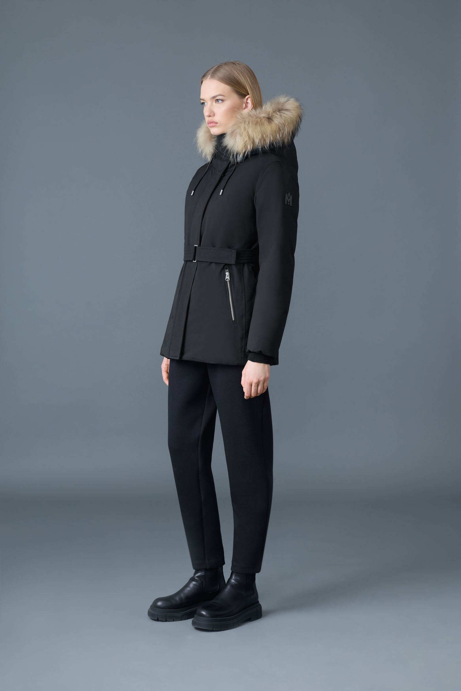 JENI-X-2-in-1 Down parka with removable bib & Silver Fox fur trim