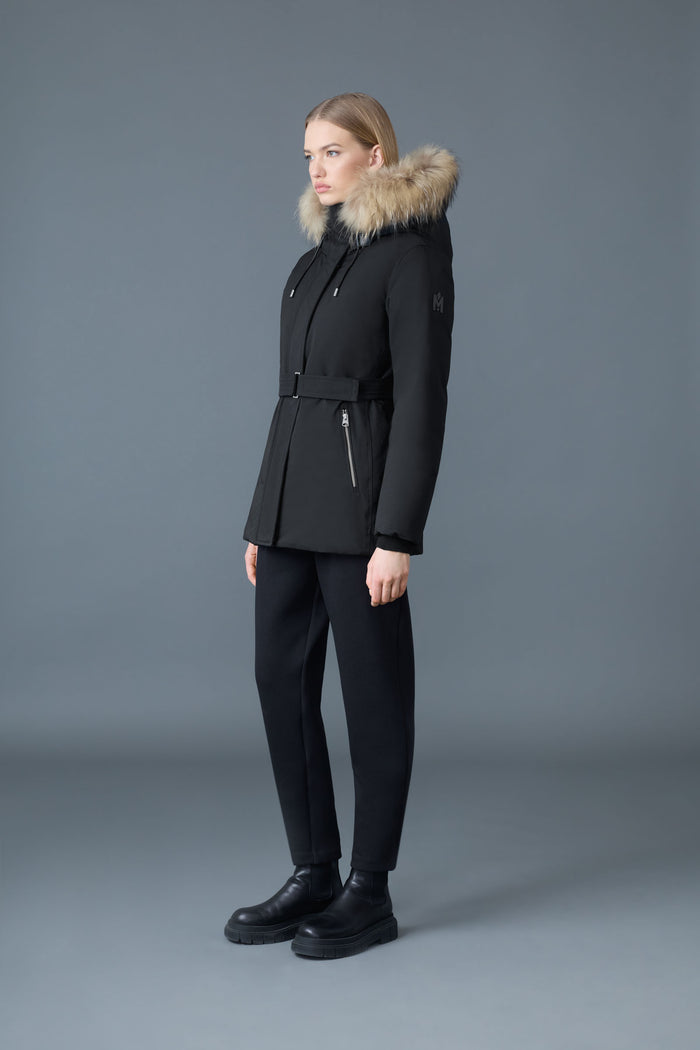 JENI-X-2-in-1 Down parka with removable bib & Silver Fox fur trim