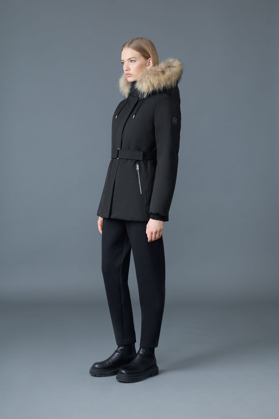 JENI-X-2-in-1 Down parka with removable bib & Silver Fox fur trim