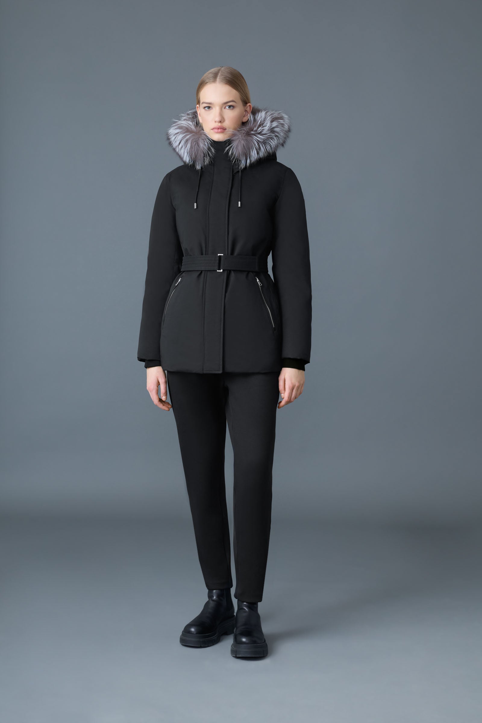 JENI-F 2-in-1 Down parka with removable bib & fur trim