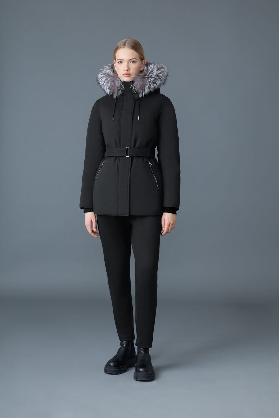 JENI-F 2-in-1 Down parka with removable bib & fur trim