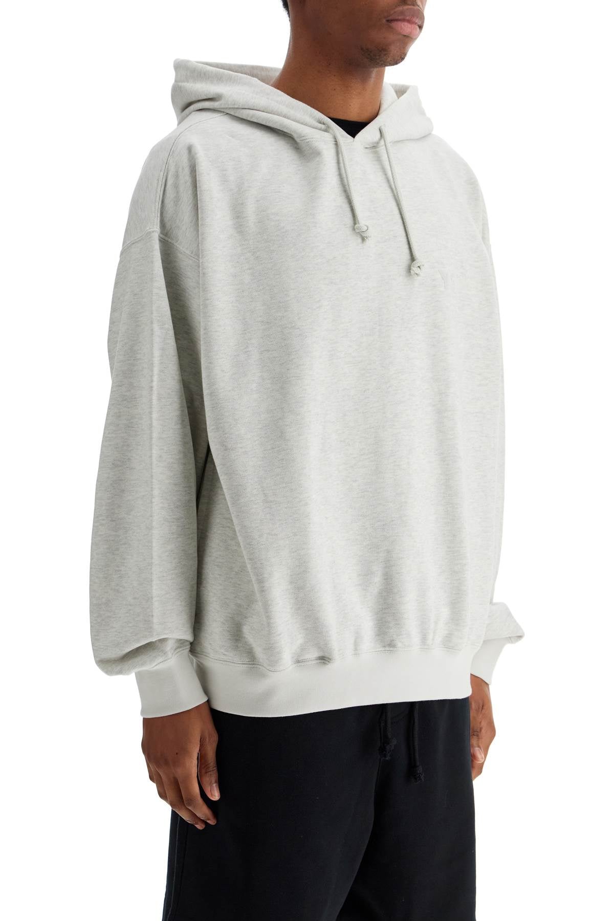 Y-3 light grey cotton and recycled polyester hoodie for men