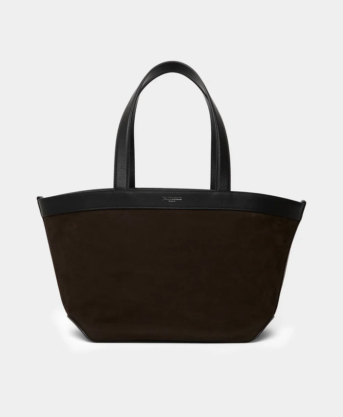 J&M Davidson Bicolour  Big Twist Bag in Marron Nubuck & Smooth Calf Leather