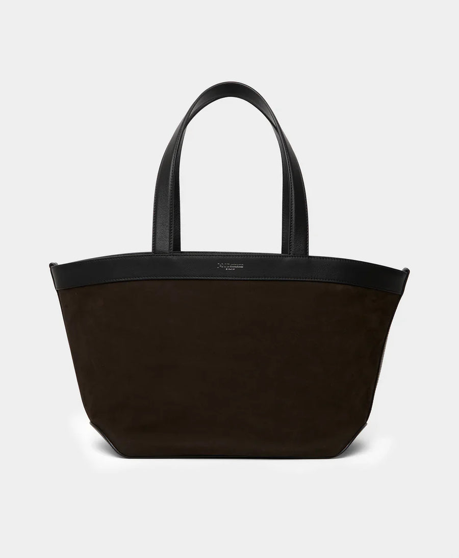 J&M Davidson Bicolour  Big Twist Bag in Marron Nubuck & Smooth Calf Leather