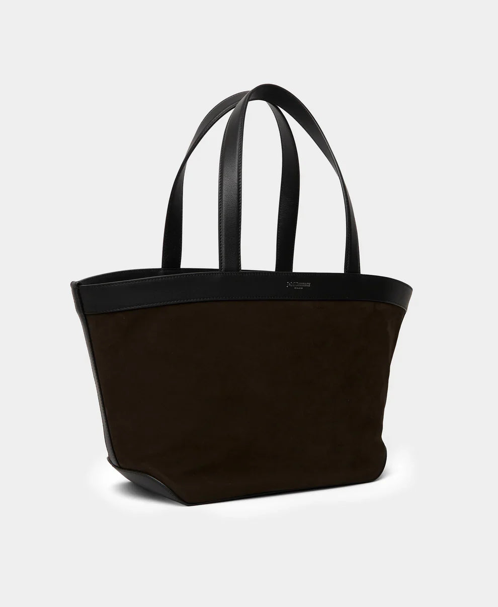 J&M Davidson Bicolour  Big Twist Bag in Marron Nubuck & Smooth Calf Leather