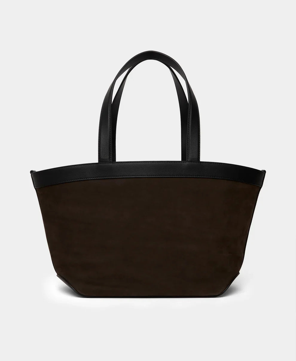 J&M Davidson Bicolour  Big Twist Bag in Marron Nubuck & Smooth Calf Leather