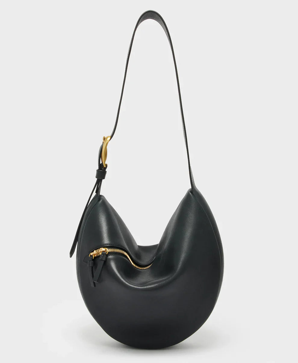J&M Davidson Small Dash Bag in Black Brushed Leather