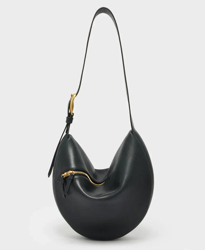 J&M Davidson Small Dash Bag in Black Brushed Leather
