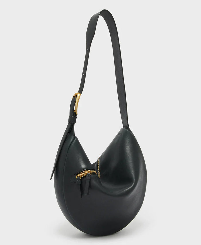 J&M Davidson Small Dash Bag in Black Brushed Leather