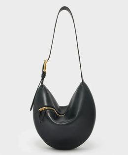 J&M Davidson Small Dash Bag in Black Brushed Leather