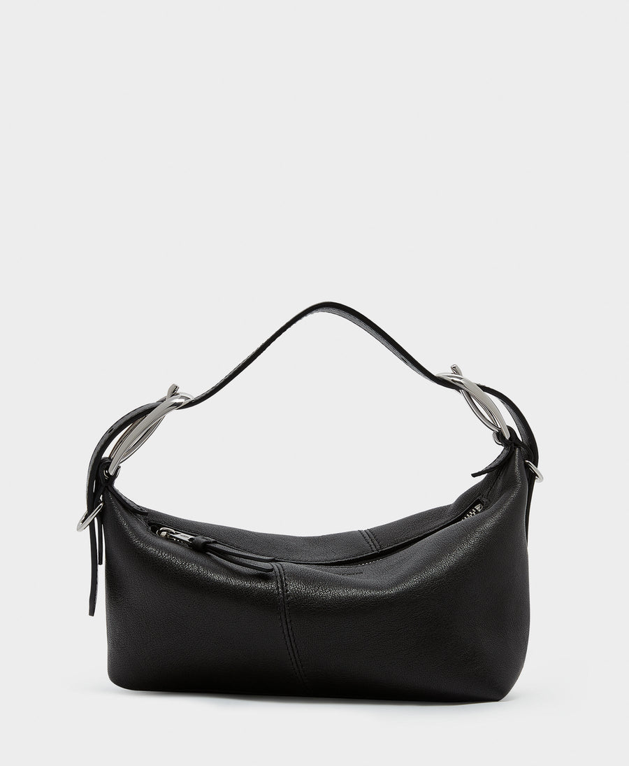 J&M Davidson Twist Mini Bag in Black Textured Nappa Leather