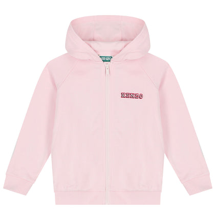 Kenzo Kids Pink Hooded Zip-Up Sweatshirt