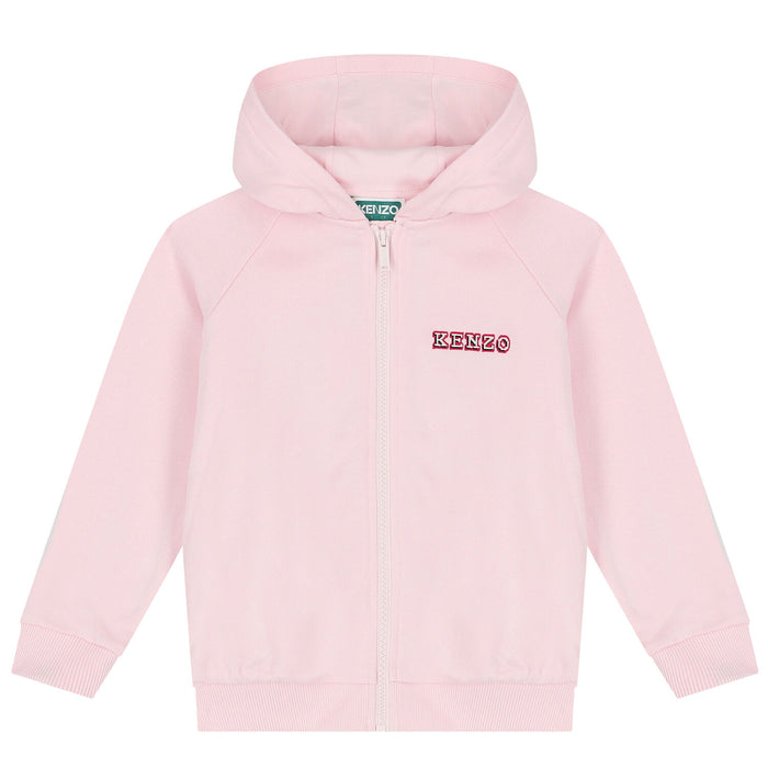 Kenzo Kids Pink Hooded Zip-Up Sweatshirt