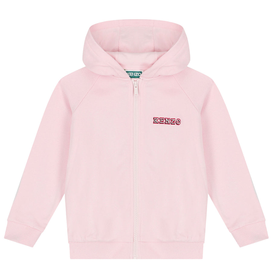 Kenzo Kids Pink Hooded Zip-Up Sweatshirt