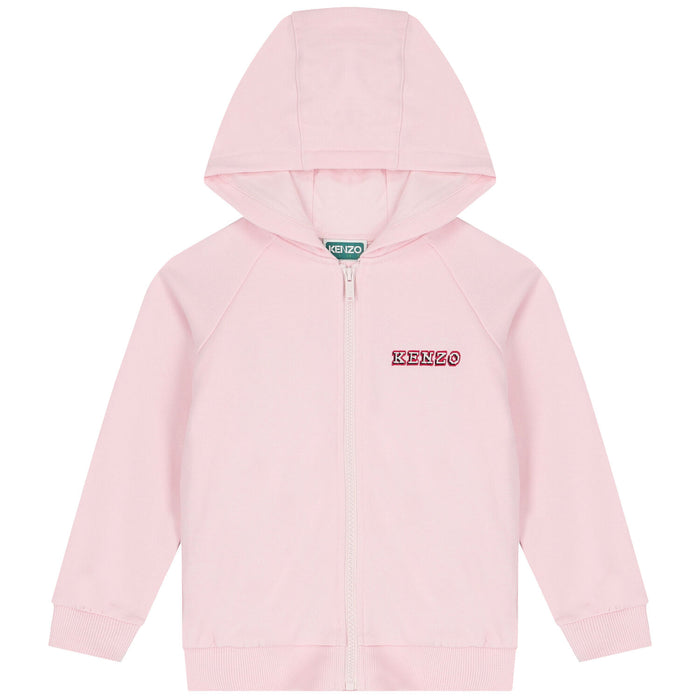 Kenzo Kids Pink Hooded Zip-Up Sweatshirt