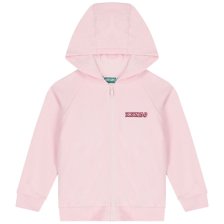 Kenzo Kids Pink Hooded Zip-Up Sweatshirt