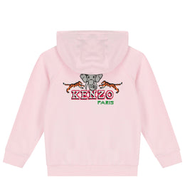 Kenzo Kids Pink Hooded Zip-Up Sweatshirt