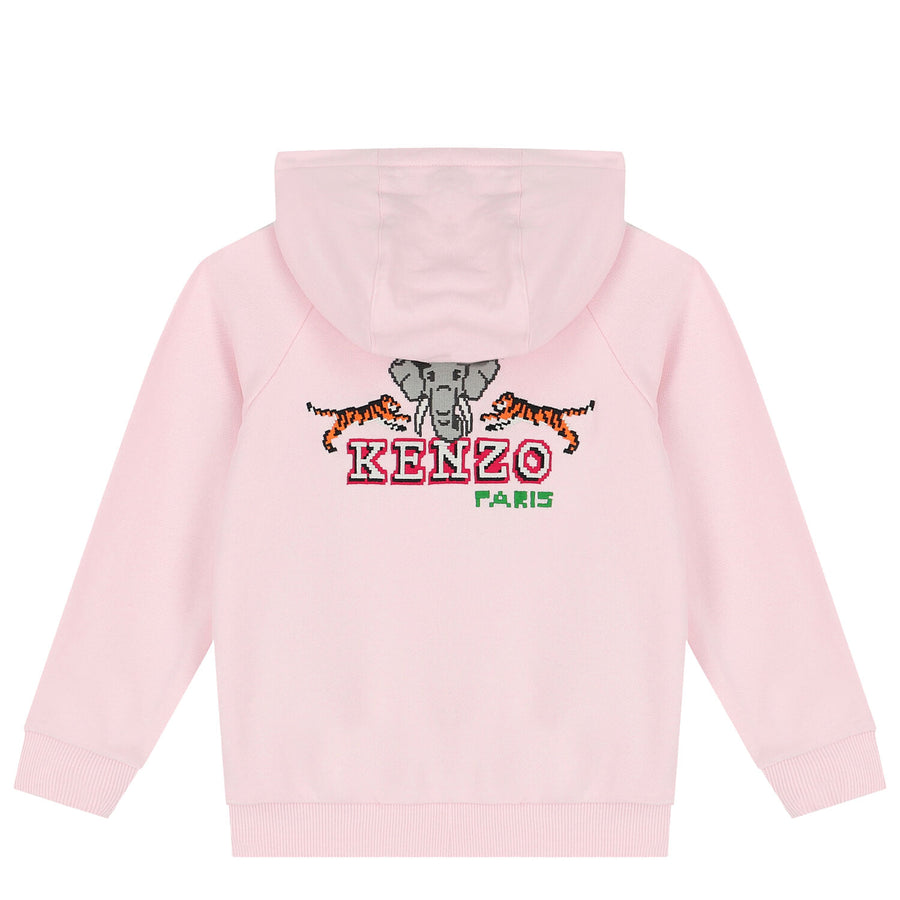 Kenzo Kids Pink Hooded Zip-Up Sweatshirt
