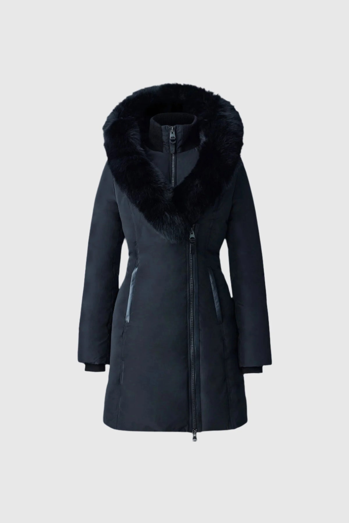 Mackage KAY-BX Down coat with blue fox fur Signature Mackage Collar