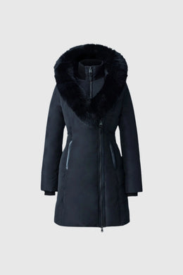Mackage KAY-BX Down coat with blue fox fur Signature Mackage Collar