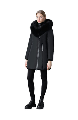 Mackage KAY-BX Down coat with blue fox fur Signature Mackage Collar