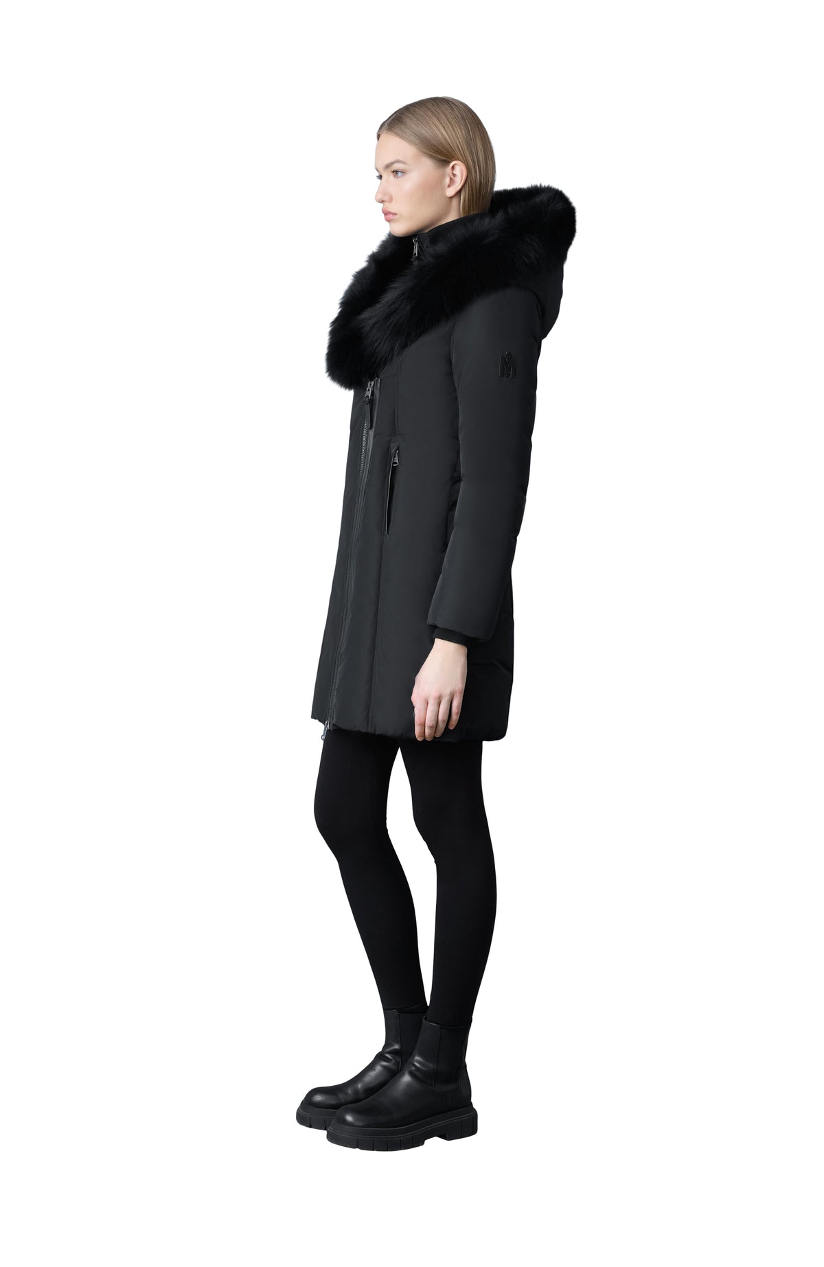 Mackage KAY-BX Down coat with blue fox fur Signature Mackage Collar