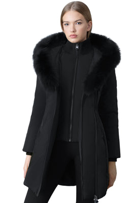 Mackage KAY-BX Down coat with blue fox fur Signature Mackage Collar