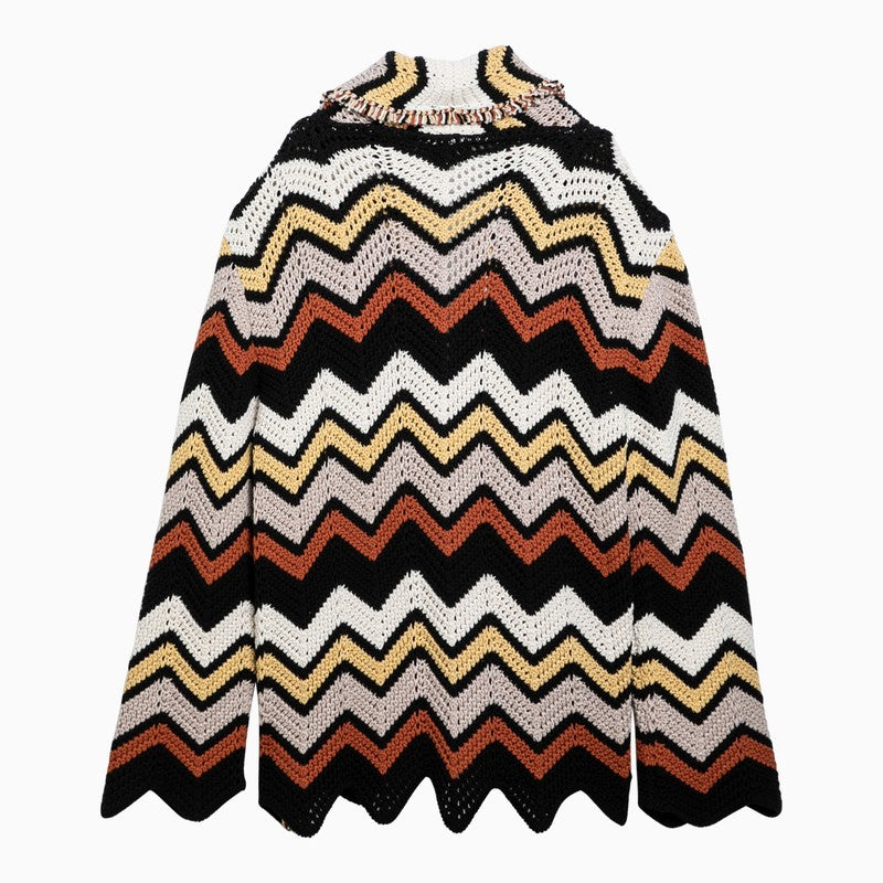 Alanui Cardigan in crochet zig zag multicolore