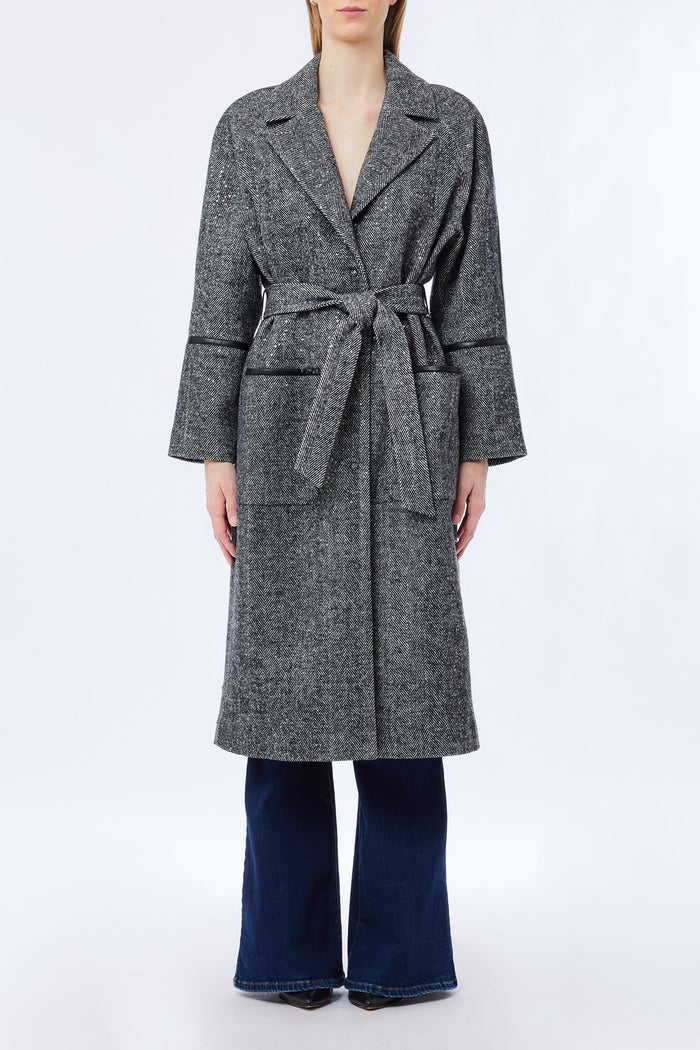 Liu Jo Milano Belted Grey Herringbone Coat