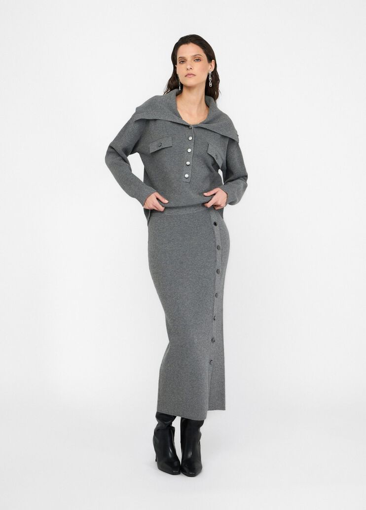 Liu Jo Milano Grey Fisherman’s Rib-Knit Skirt