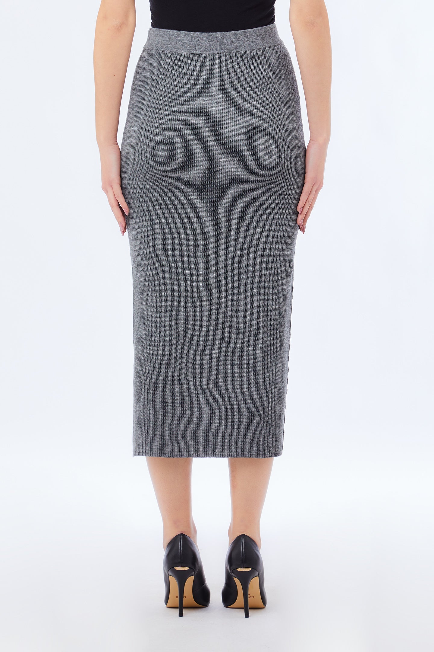 Liu Jo Milano Grey Fisherman’s Rib-Knit Skirt