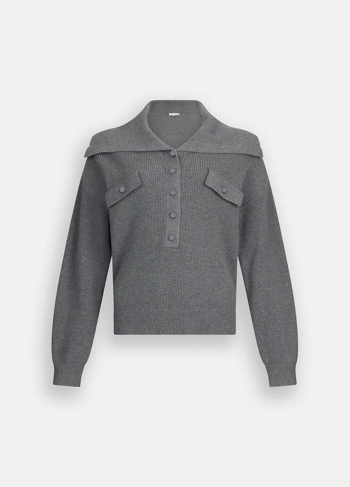Liu Jo Milano Grey Rib-Knit Jumper