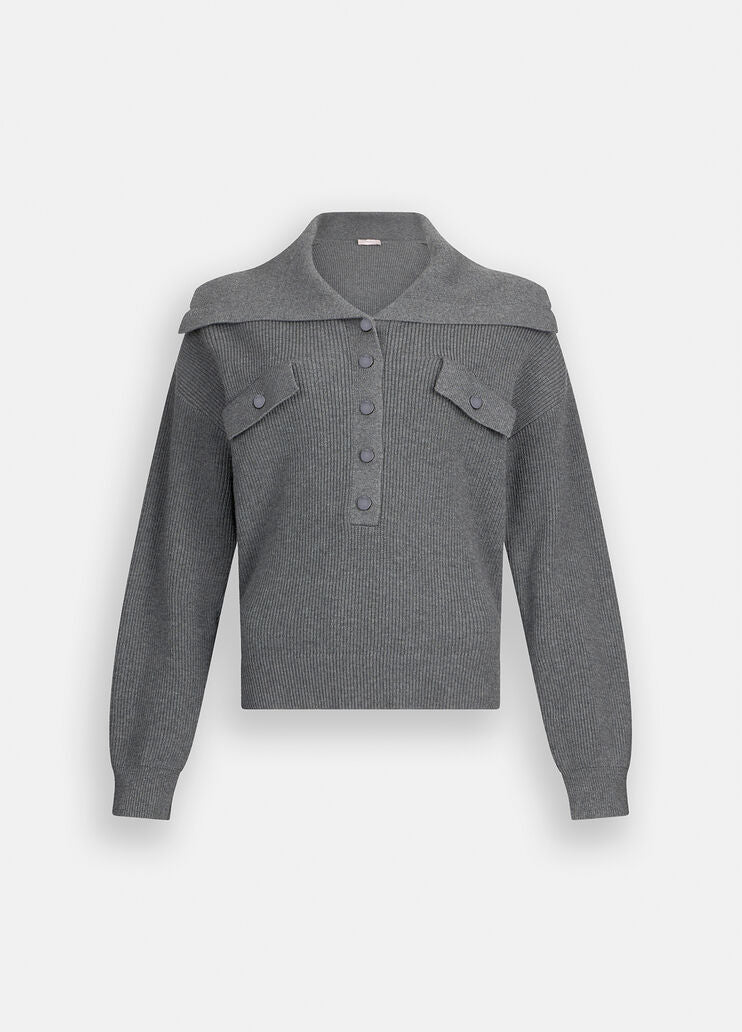 Liu Jo Milano Grey Rib-Knit Jumper