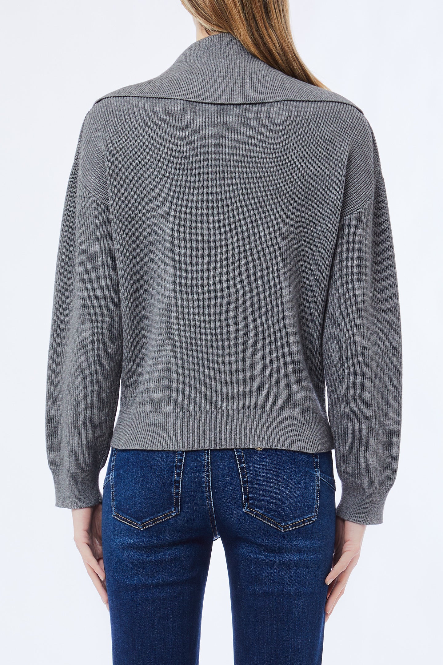 Liu Jo Milano Grey Rib-Knit Jumper