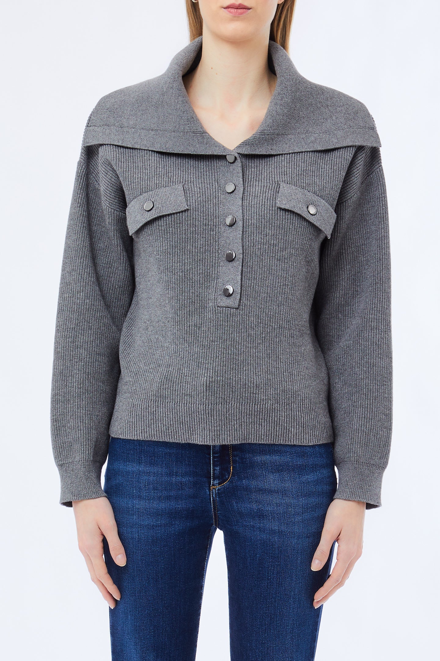 Liu Jo Milano Grey Rib-Knit Jumper